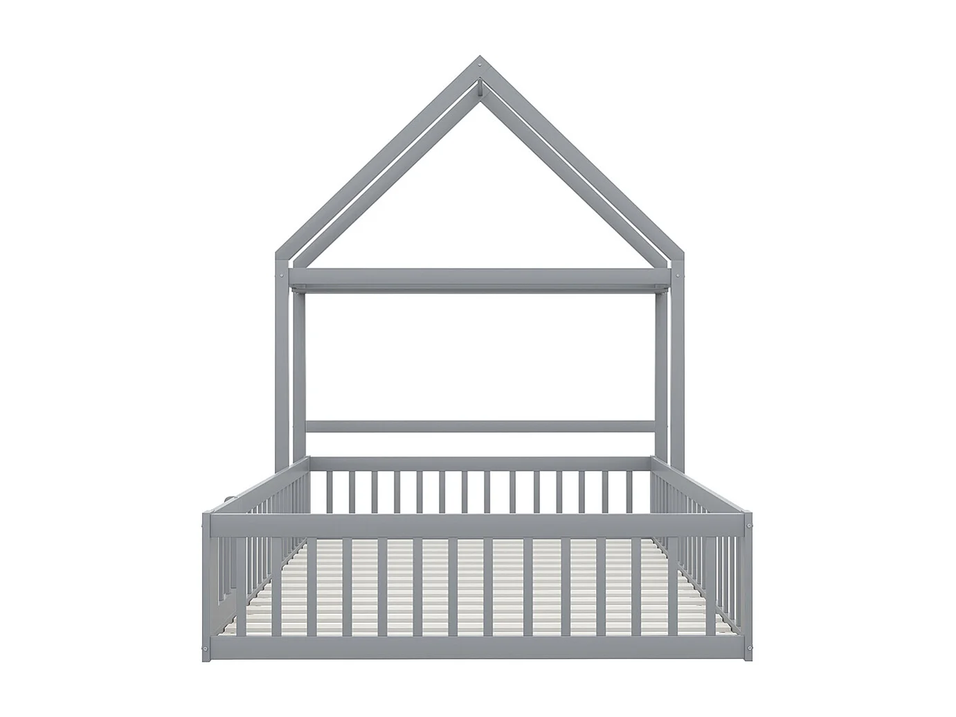 Lit enfant 140 x 200, cadre de lit enfant en bois massif avec espace de rangement, porte pleine sécurité, gris