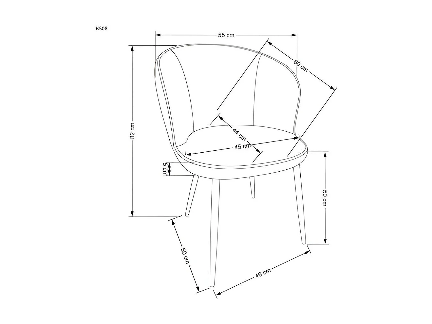 Sedia K506/Tessuto-Velluto/Nero