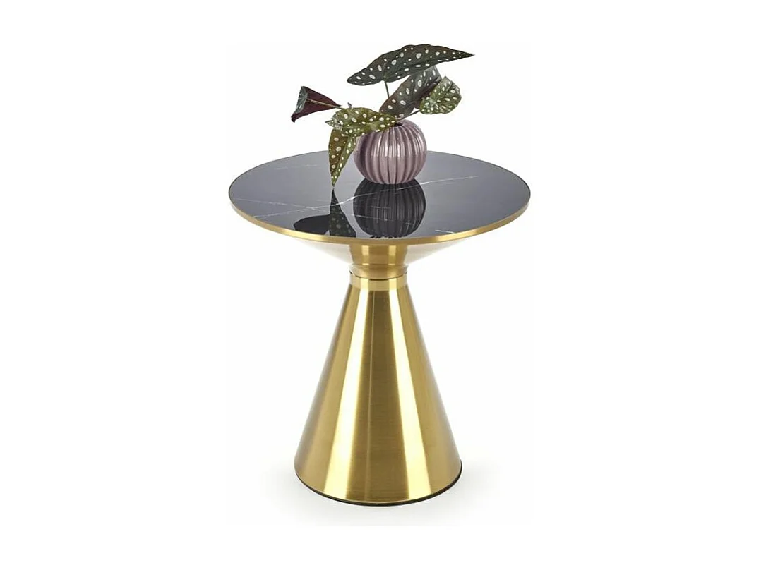 Stolik kawowy TRIBECA 50x50 czarny marmur/złoty