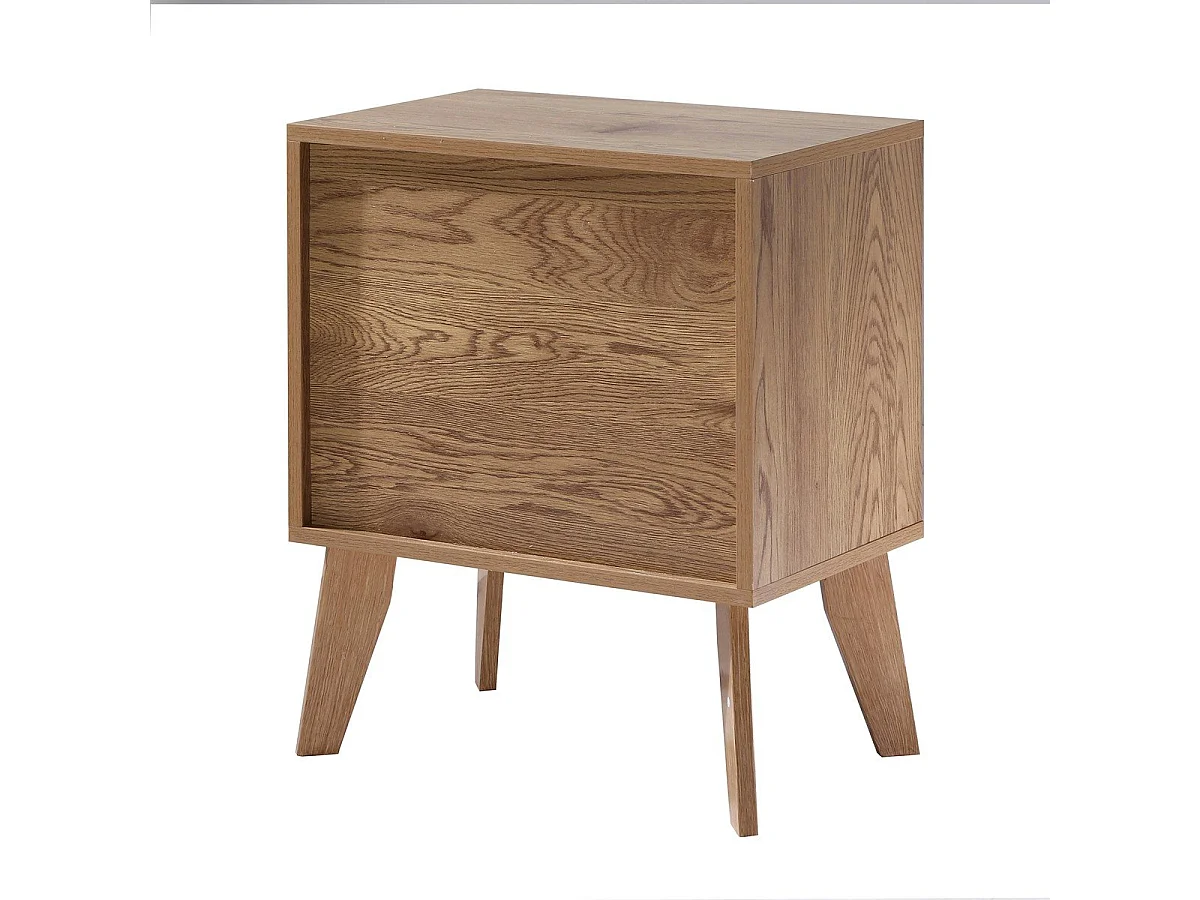 Chevet 2 Tiroirs décor bois avec Façades en Rotin L45 cm - ALIA