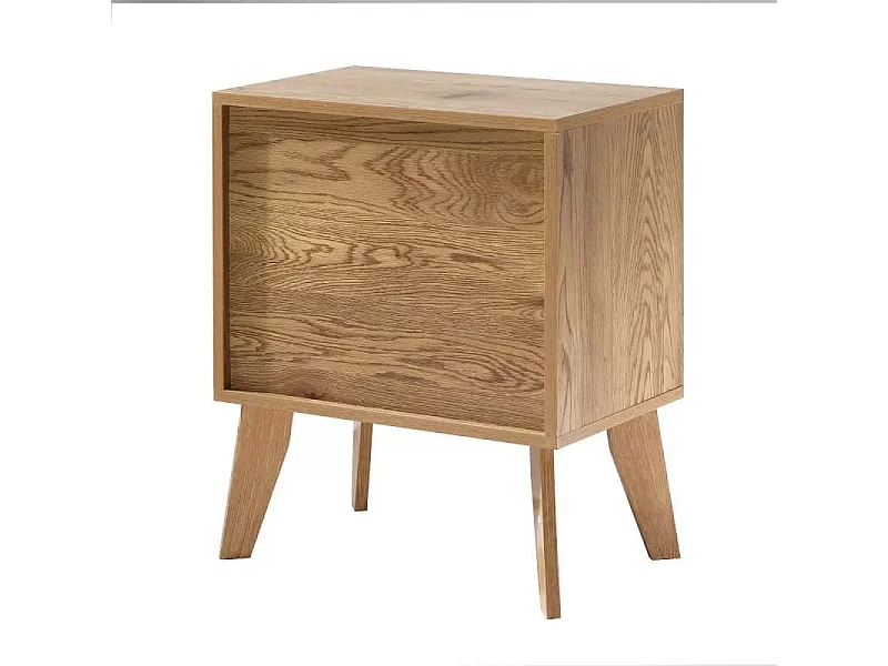 Comodino a 2 cassetti con frontali in rattan e gambe in legno decorativo L45 cm - ALIA