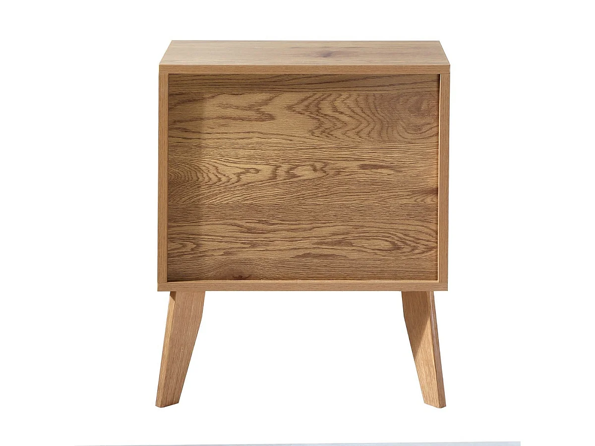 Comodino a 2 cassetti con frontali in rattan e gambe in legno decorativo L45 cm - ALIA