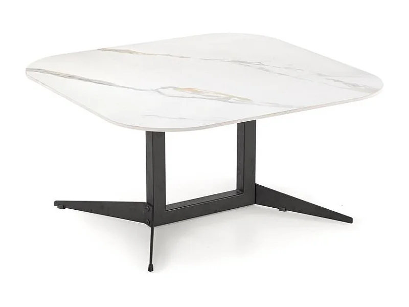 Ława BORNA 80x80 biały marmur/czarna