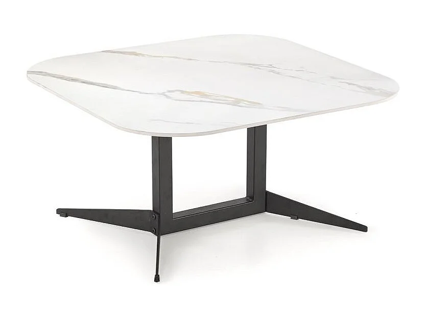 Ława BORNA 80x80 biały marmur/czarna