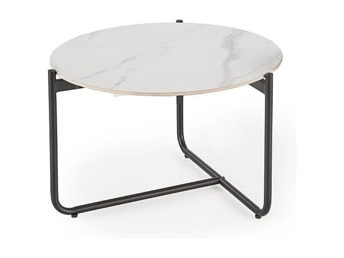 Stolik kawowy ACUNA 60x60 biały marmur/czarny
