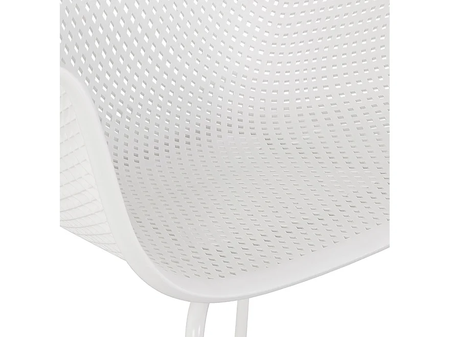 Stuhl mit perforierten Armlehnen - DRAK - wit - 59,5x54,5x81 cm