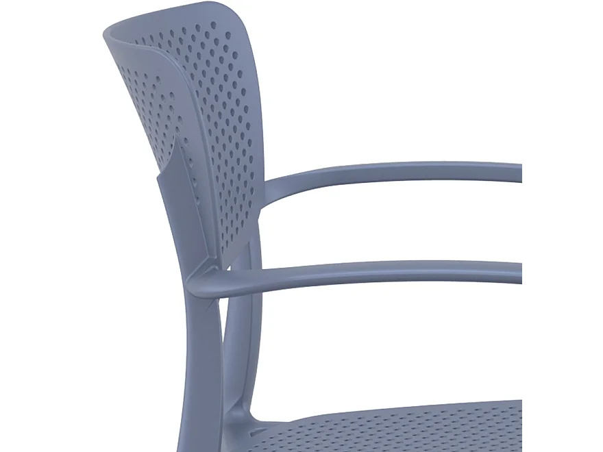 Perforierter Stuhl mit Armlehnen - TORINA - grijs - 54x53x82 cm