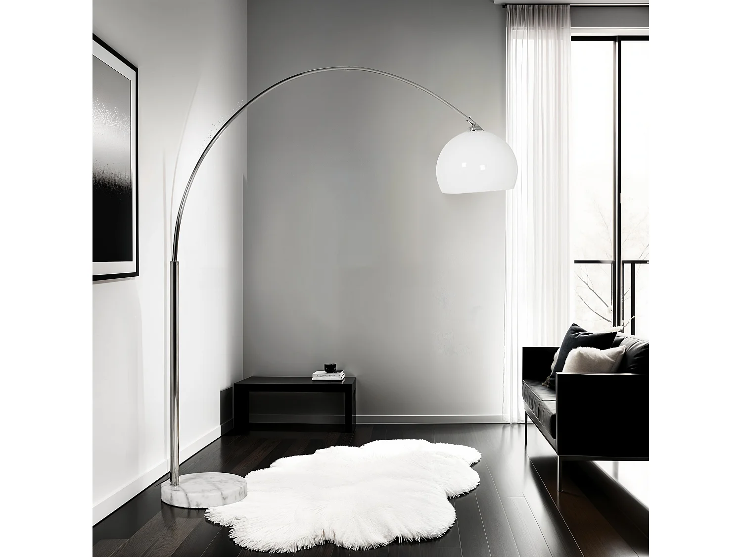 Bogen-Stehlampe - BIG BOW - Weiß - 175x40x195 cm