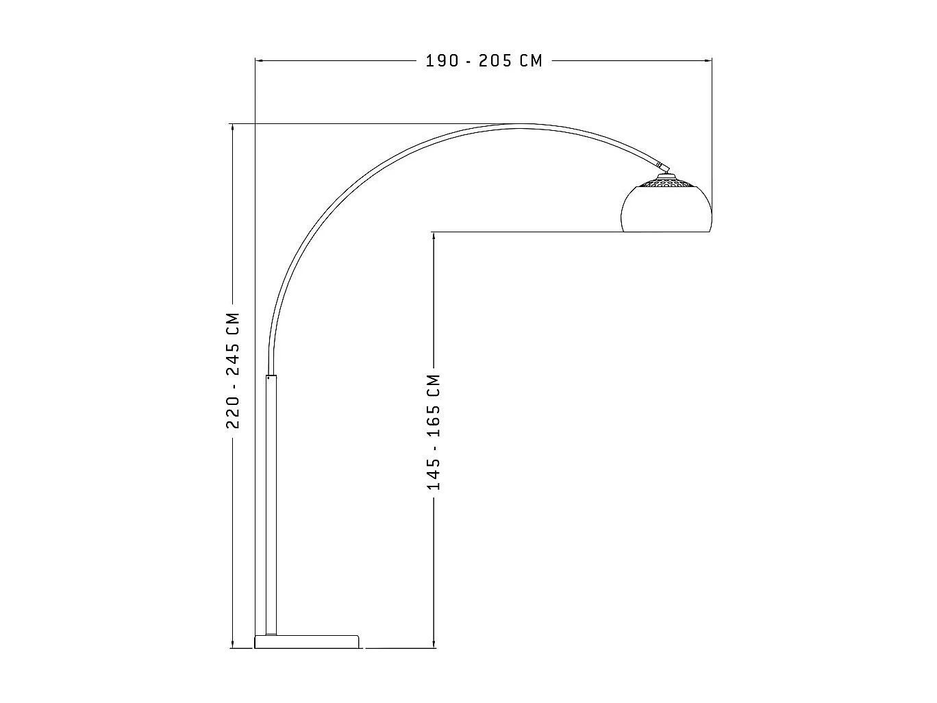 Bogen-Stehlampe - XXL - grau - 205x45x243 cm