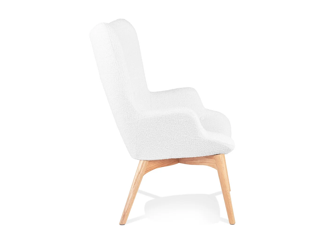 Fauteuil Scandinave à Oreilles "Tissu Bouclette" 93cm Blanc