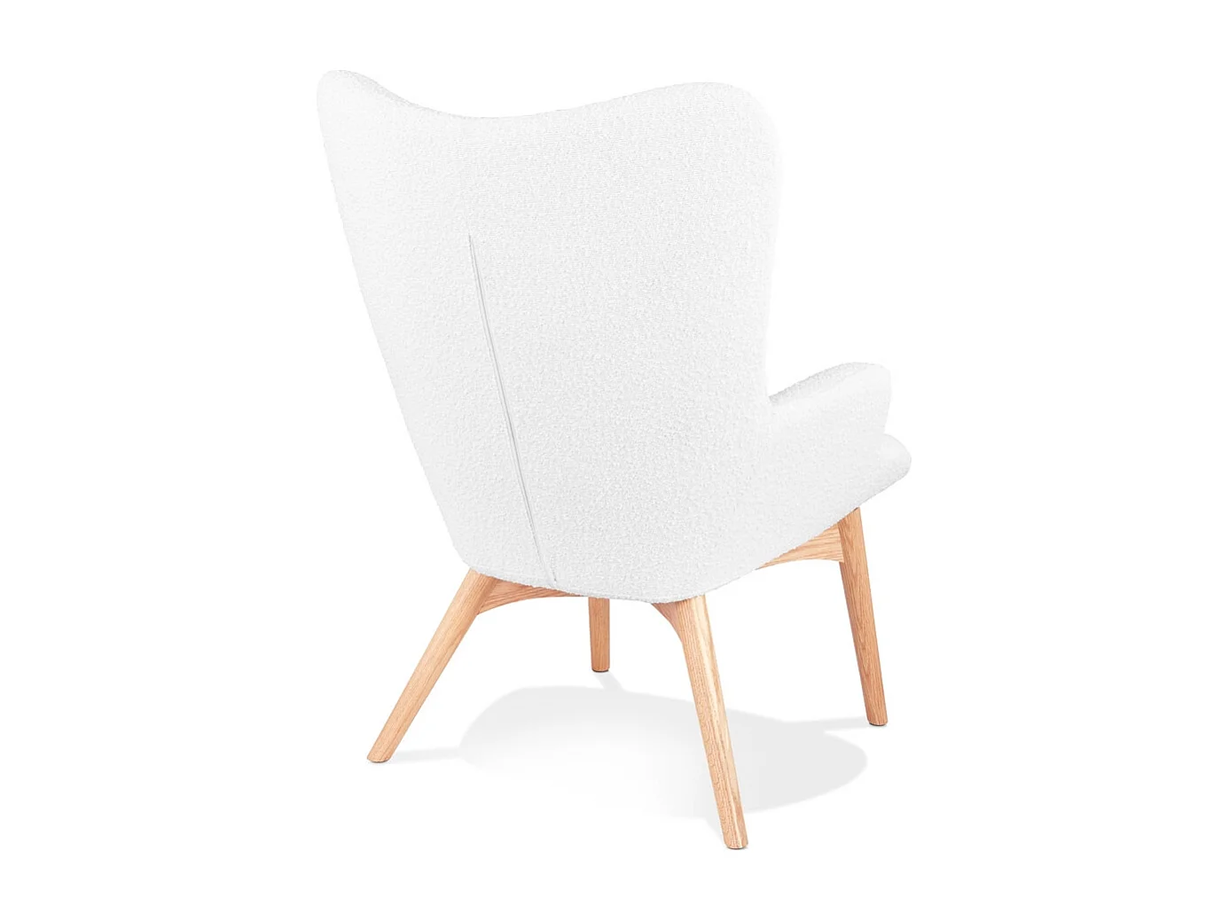 Fauteuil Scandinave à Oreilles "Tissu Bouclette" 93cm Blanc
