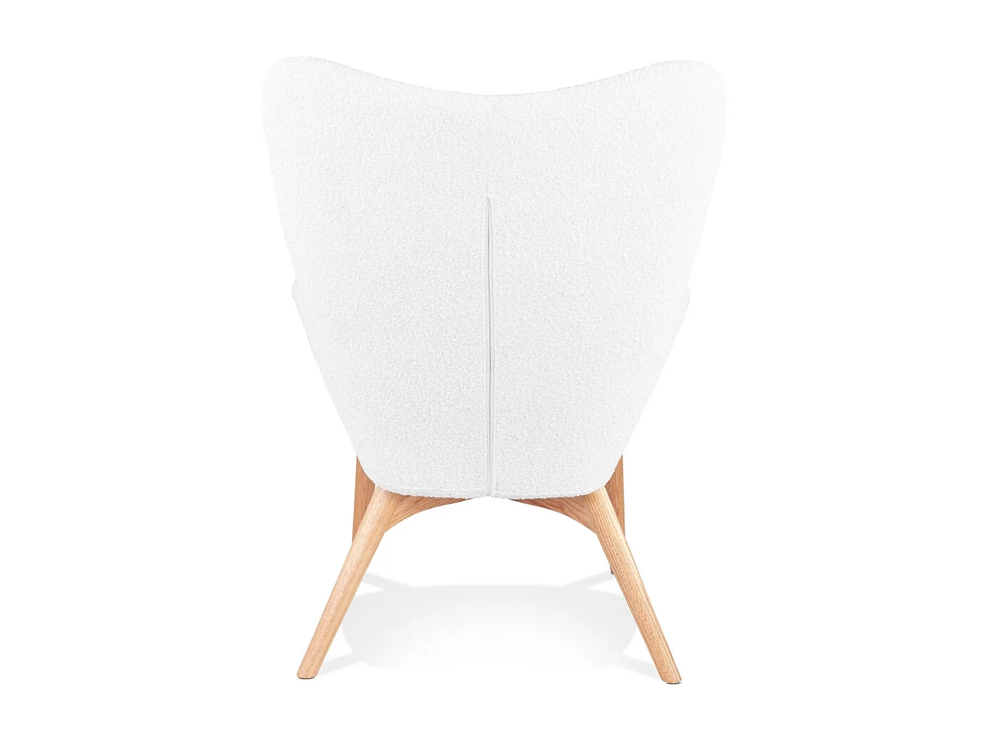 Fauteuil Scandinave à Oreilles "Tissu Bouclette" 93cm Blanc
