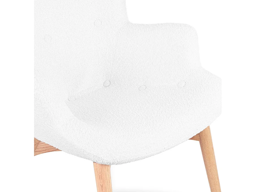 Fauteuil Scandinave à Oreilles "Tissu Bouclette" 93cm Blanc