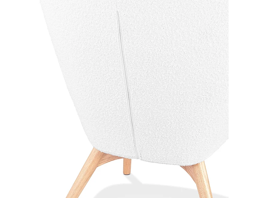 Fauteuil Scandinave à Oreilles "Tissu Bouclette" 93cm Blanc