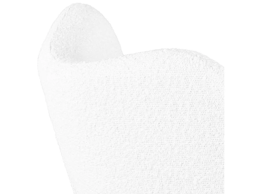 Fauteuil Scandinave à Oreilles "Tissu Bouclette" 93cm Blanc