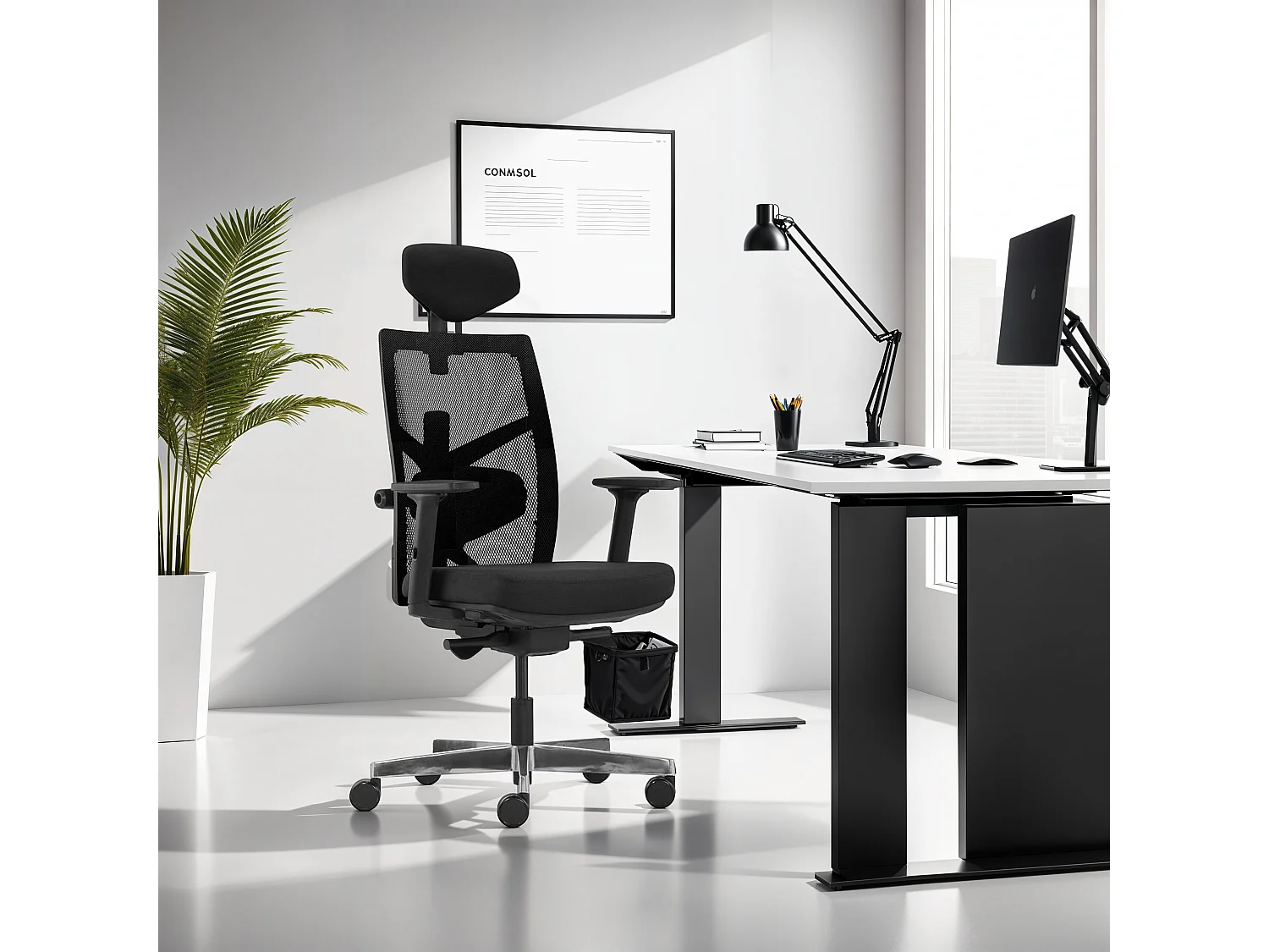 Ergonomischer Bürostuhl - IMPERO - Schwarz - 70x70x105,5 cm
