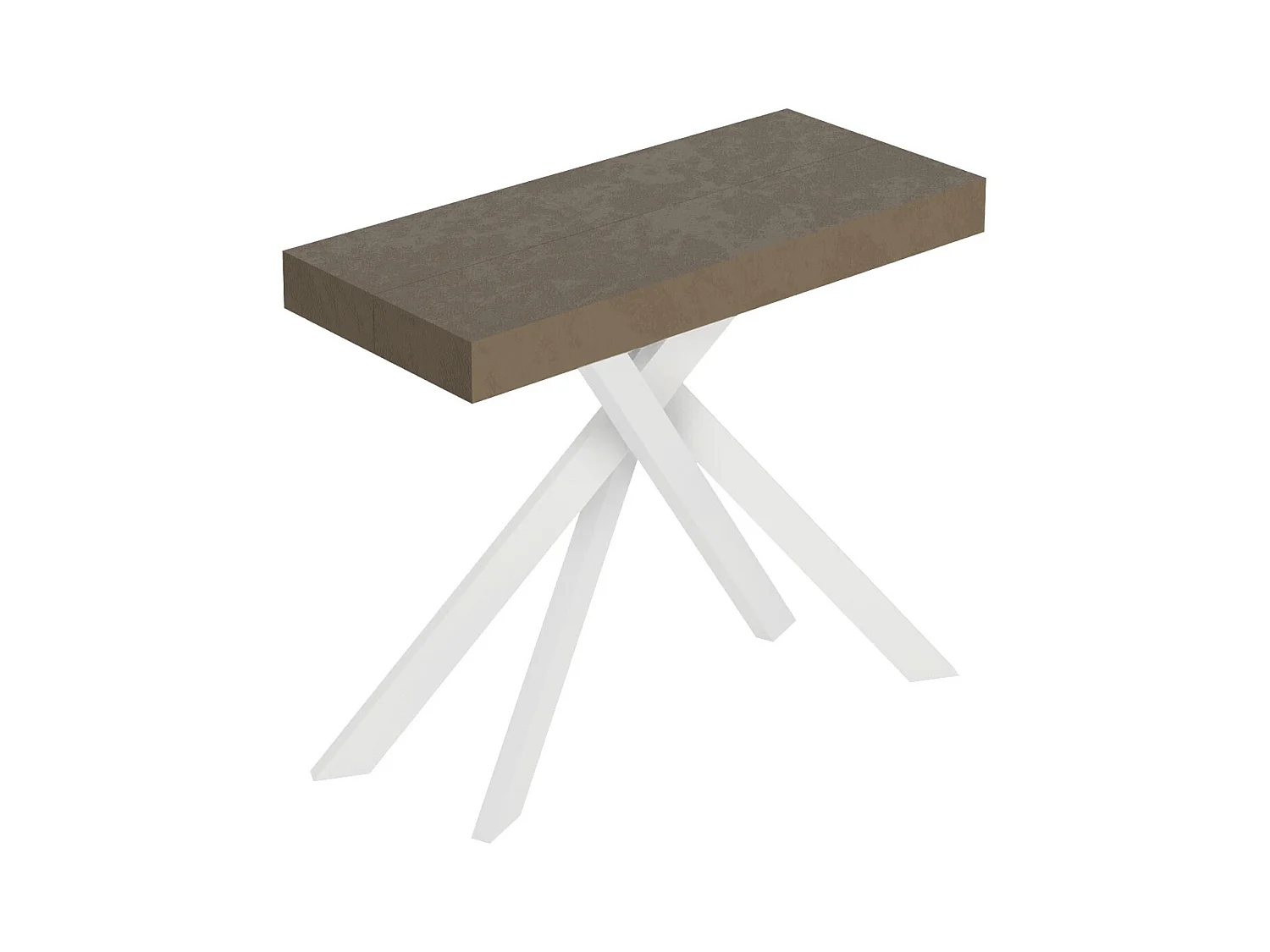 Console extensible 90x40/300 cm Saki Premium gris tourterelle pieds blancs