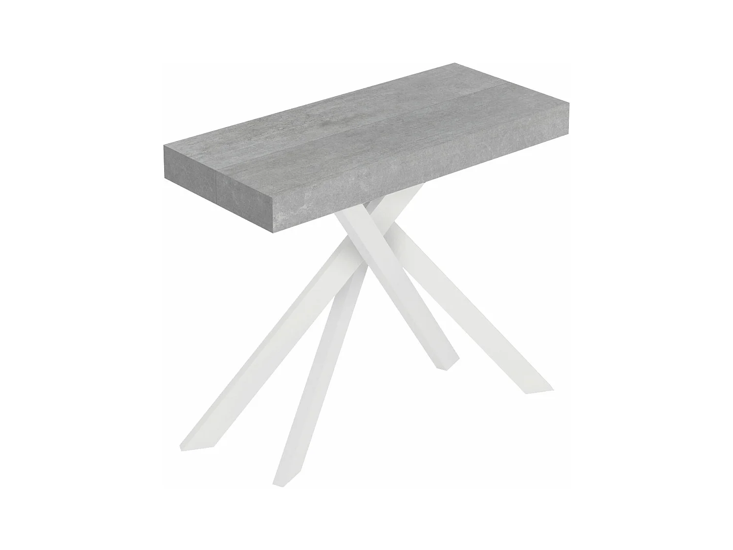 Consolle allungabile 90x40/196 cm Saki Small cemento gambe bianche