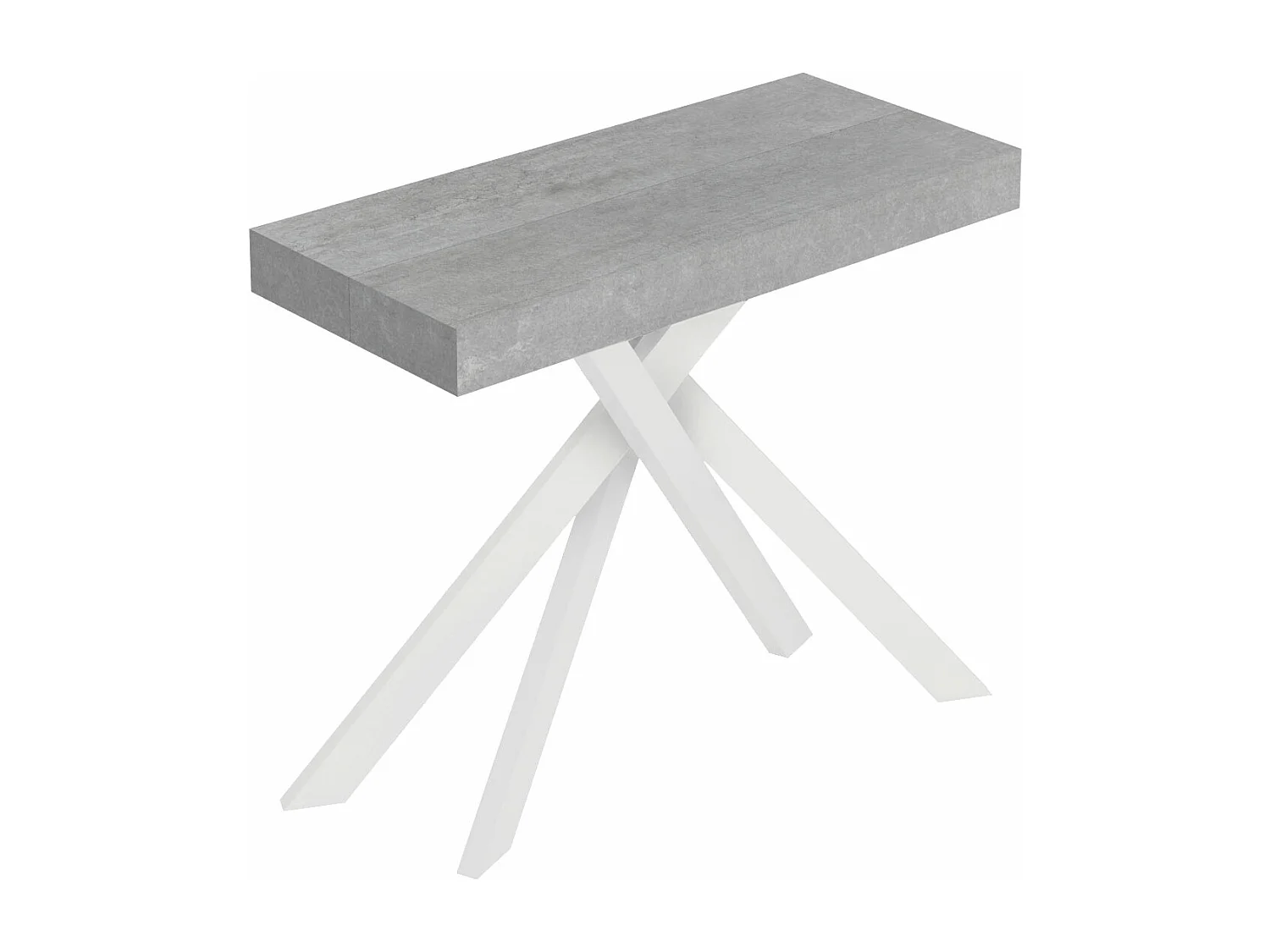 Console extensible 90x40/196 cm Saki Petits pieds en béton blanc