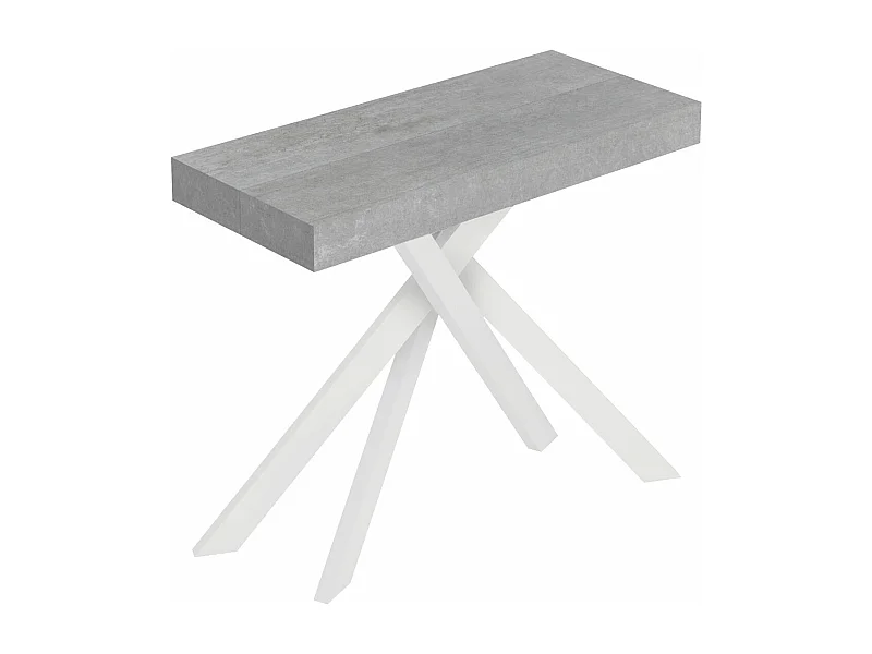 Console extensible 90x40/196 cm Saki Petits pieds en béton blanc