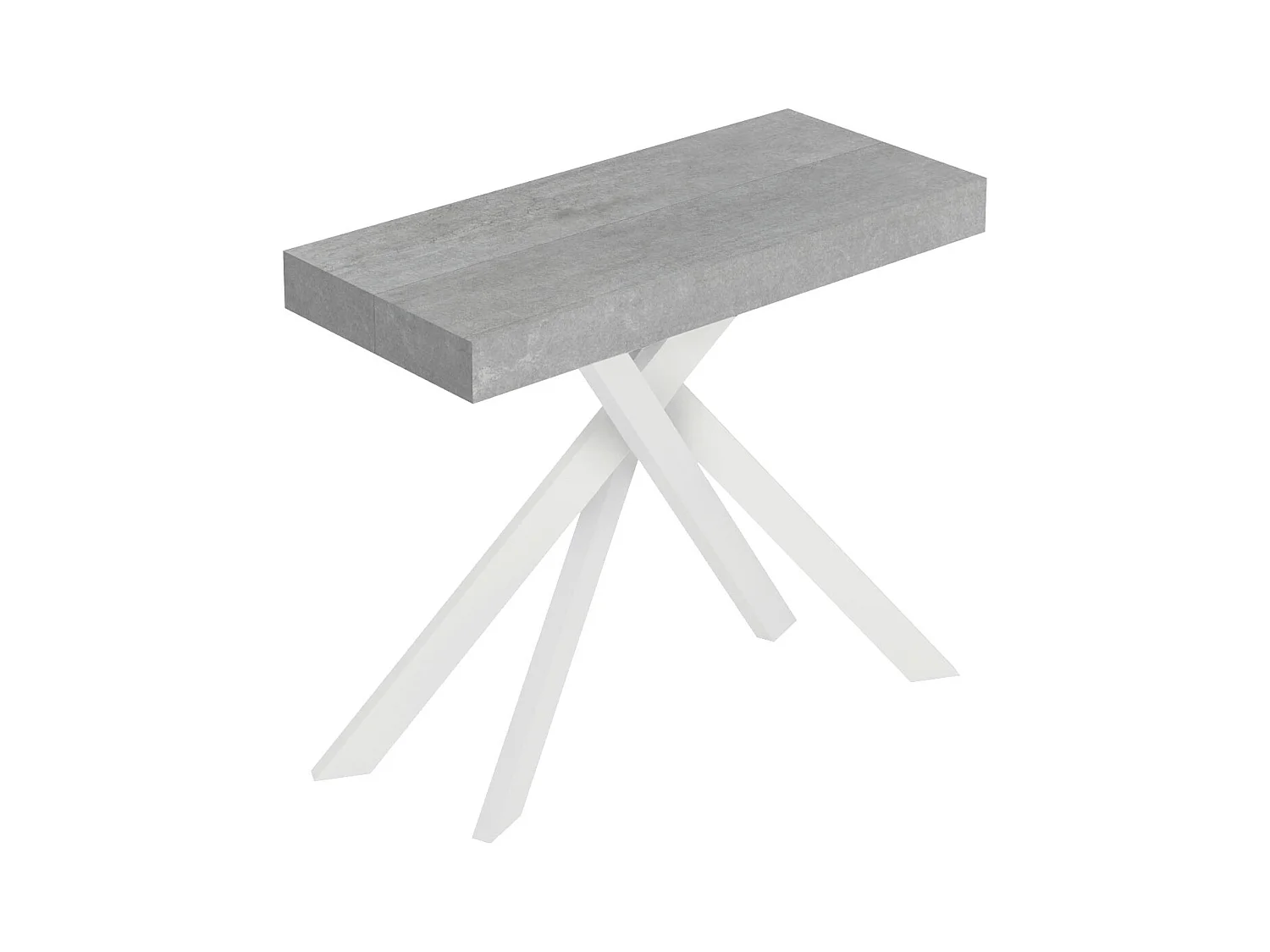 Consolle allungabile 90x40/196 cm Saki Premium Small cemento gambe bianche