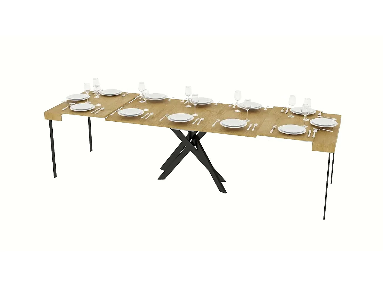 Console extensible 90x40/300 cm Saki Premium béton pieds anthracite