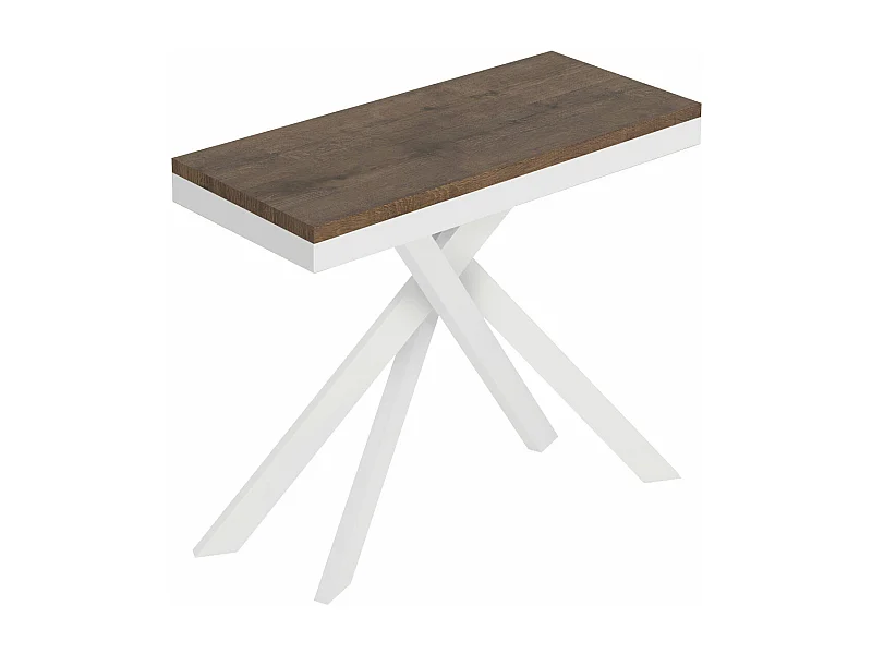 Ausziehbare Konsole 90x40/196 cm Saki Small Evolution Walnussweißer Rahmen