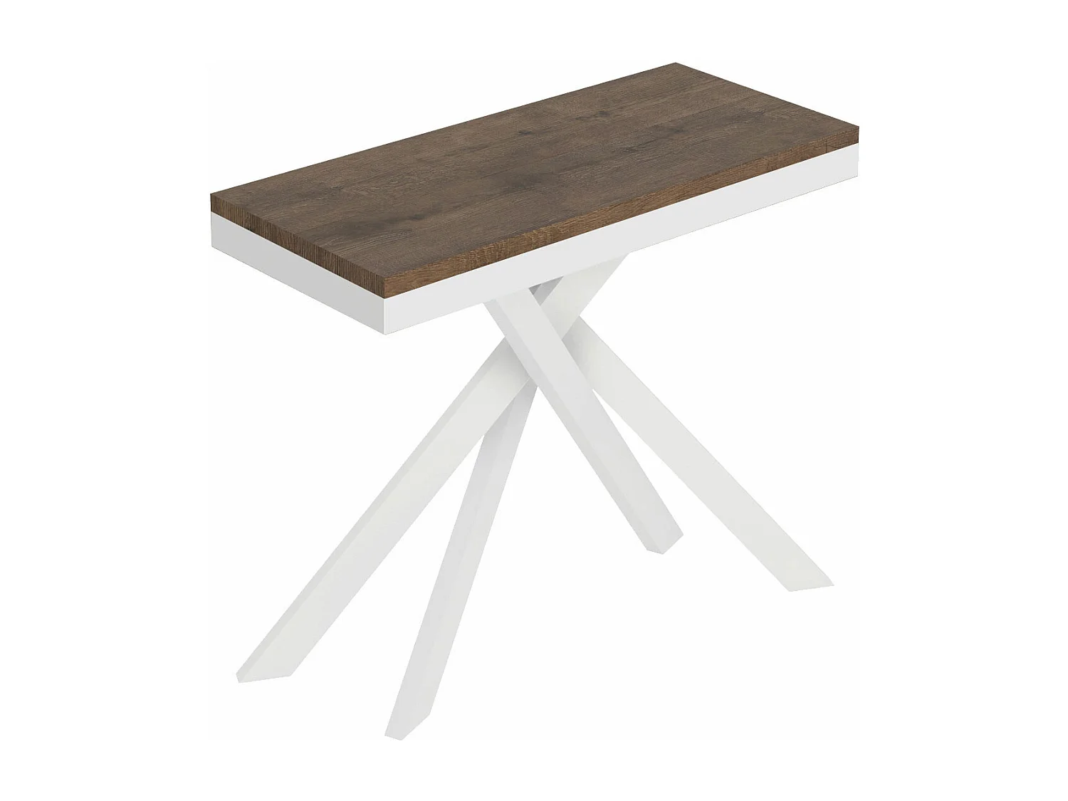 Console extensible 90x40/196 cm Saki Small Evolution noyer structure blanc