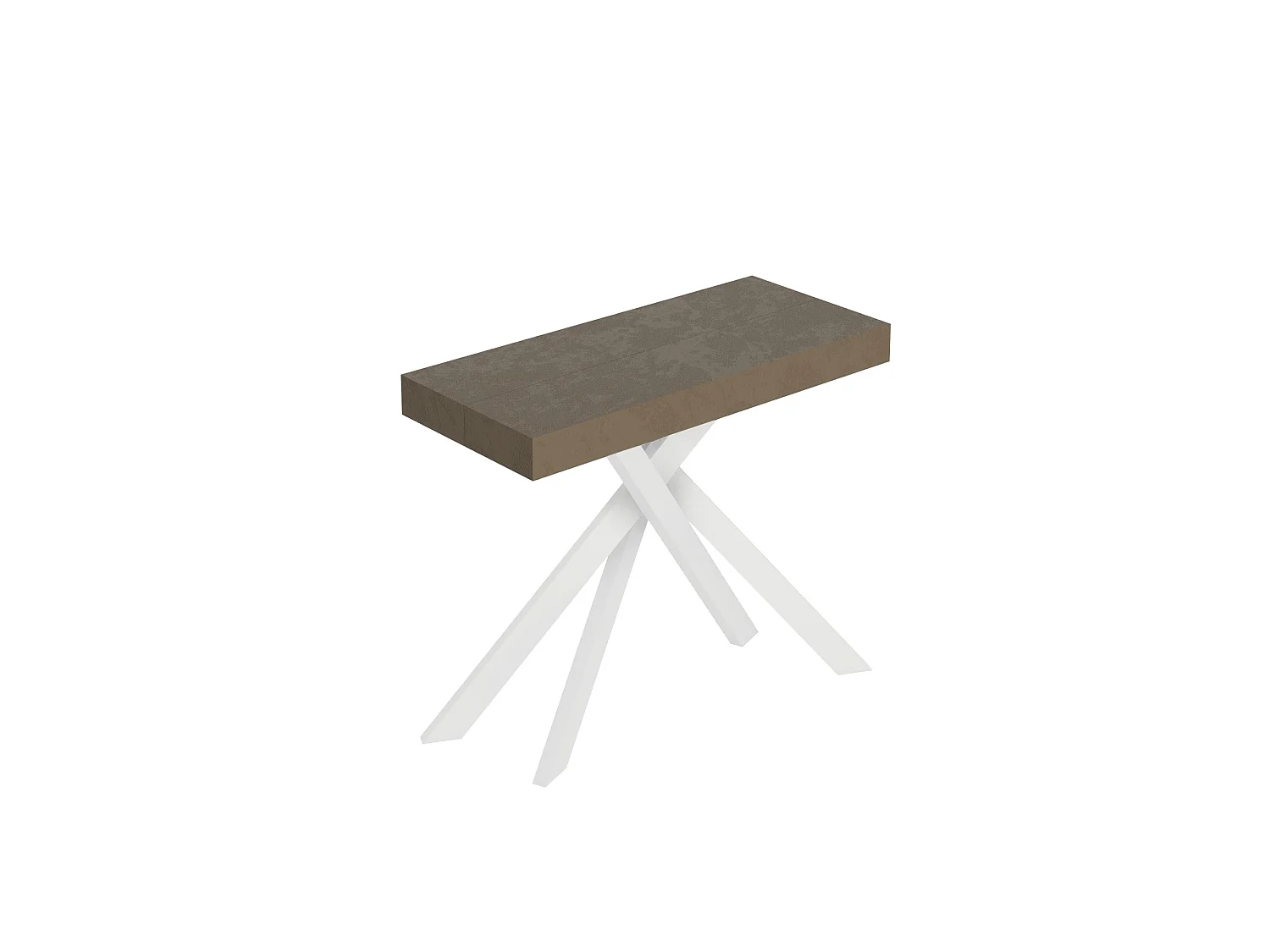 Console extensible 90x40/196 cm Saki Premium Small gris tourterelle pieds blancs