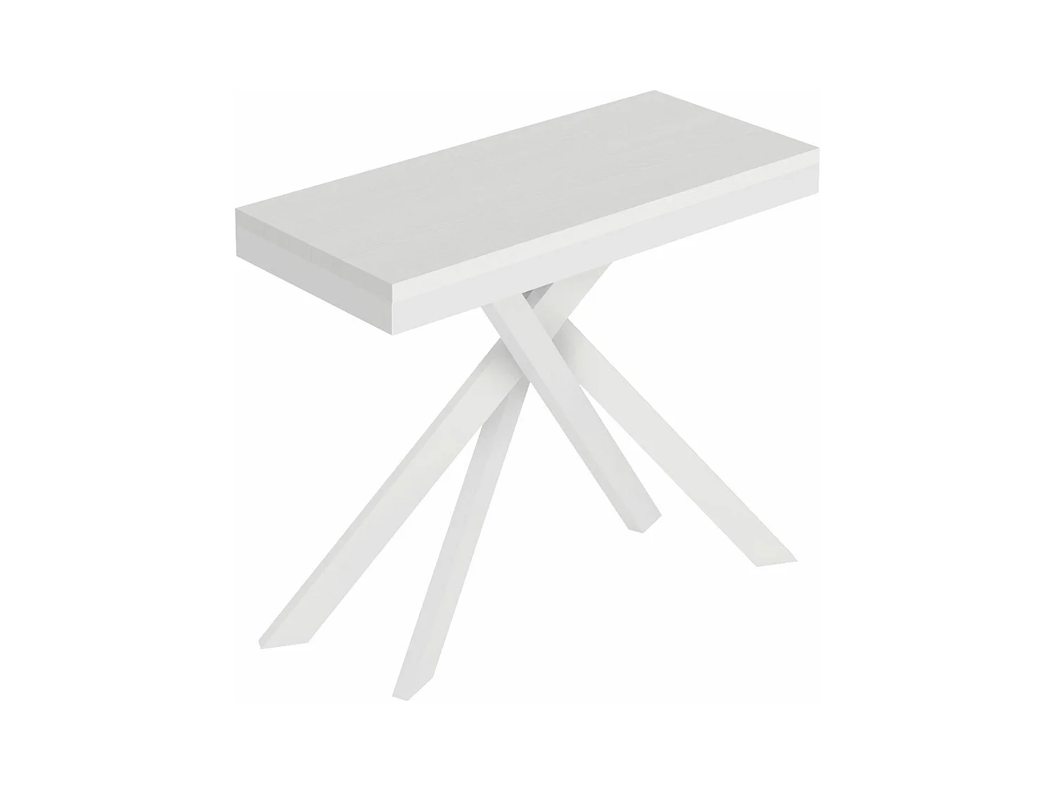 Ausziehbare Konsole 90x40/196 cm Saki Small Evolution, weiße Esche, weißer Rahmen