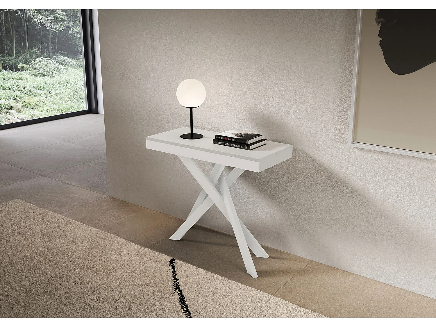 Console extensible 90x40/196 cm Saki Small Evolution frêne blanc structure blanc