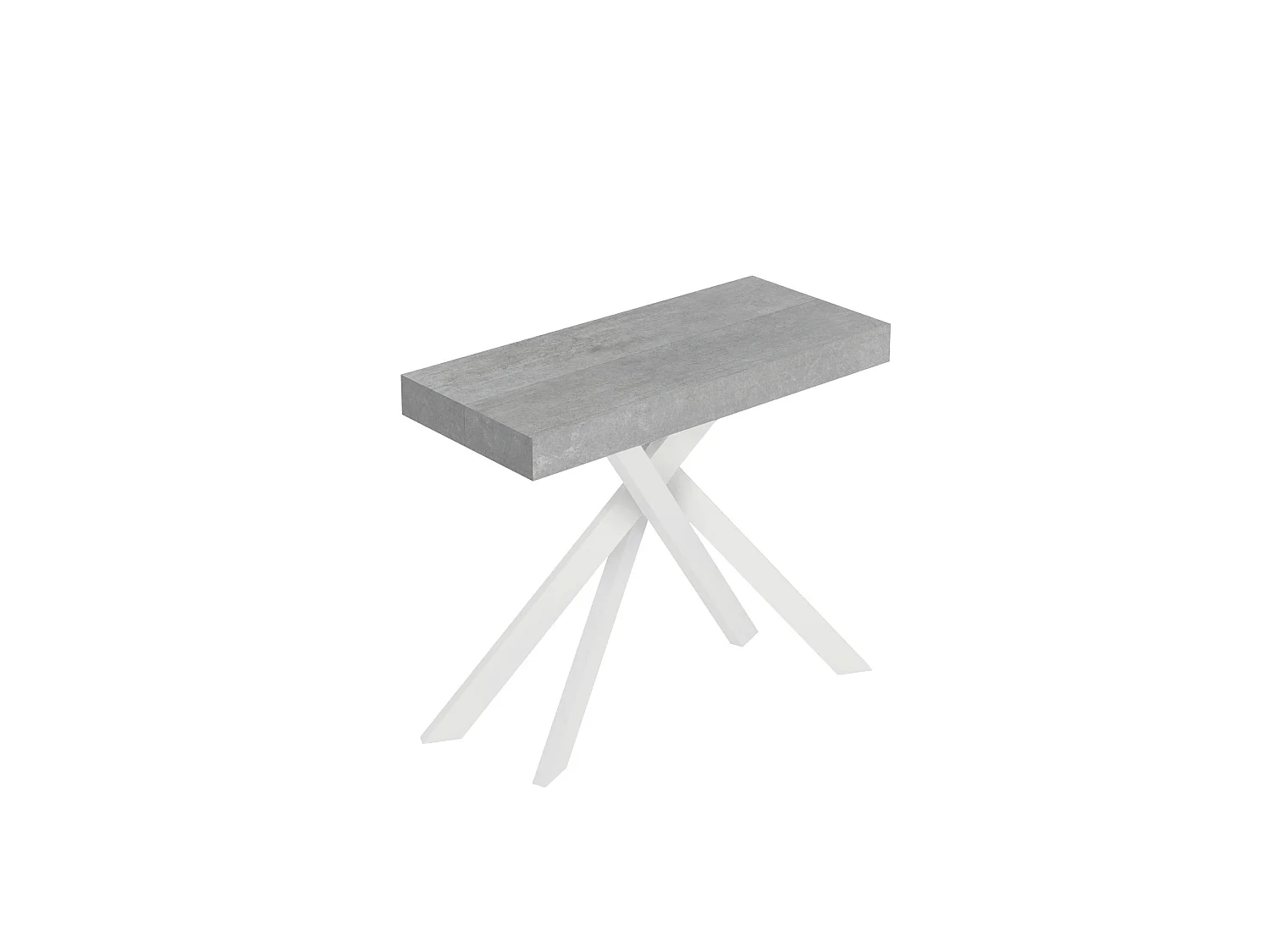 Console extensible 90x40/300 cm Saki béton pieds blancs