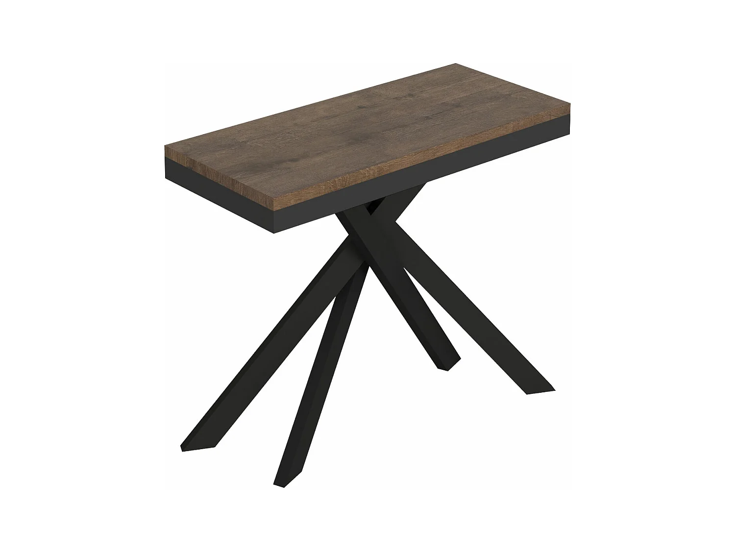 Ausziehbare Konsole 90x40/196 cm Saki Small Evolution Walnuss-Anthrazit-Gestell