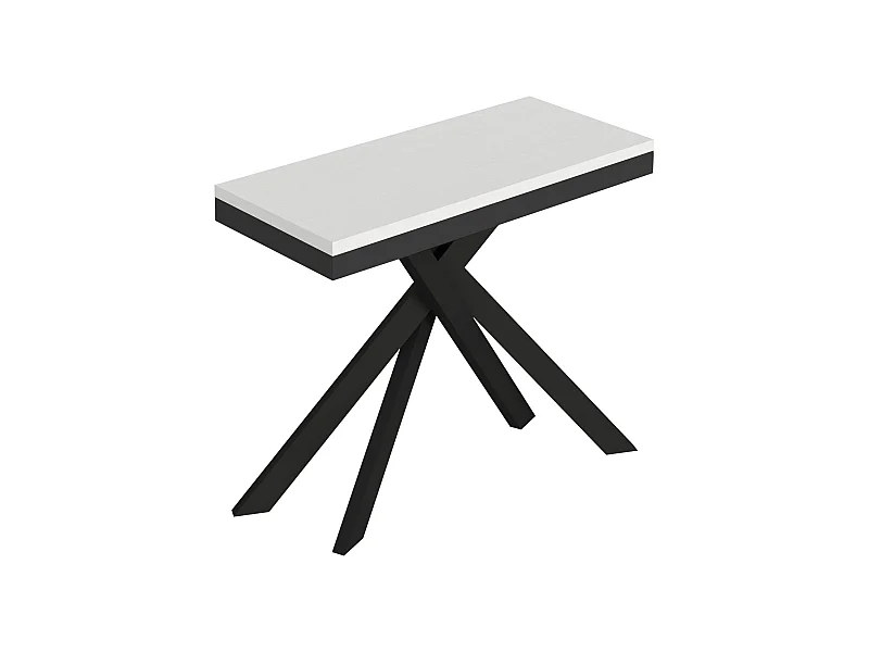 Konsola rozkładana 90x40/196 cm Saki Small Evolution rama biały jesion antracyt