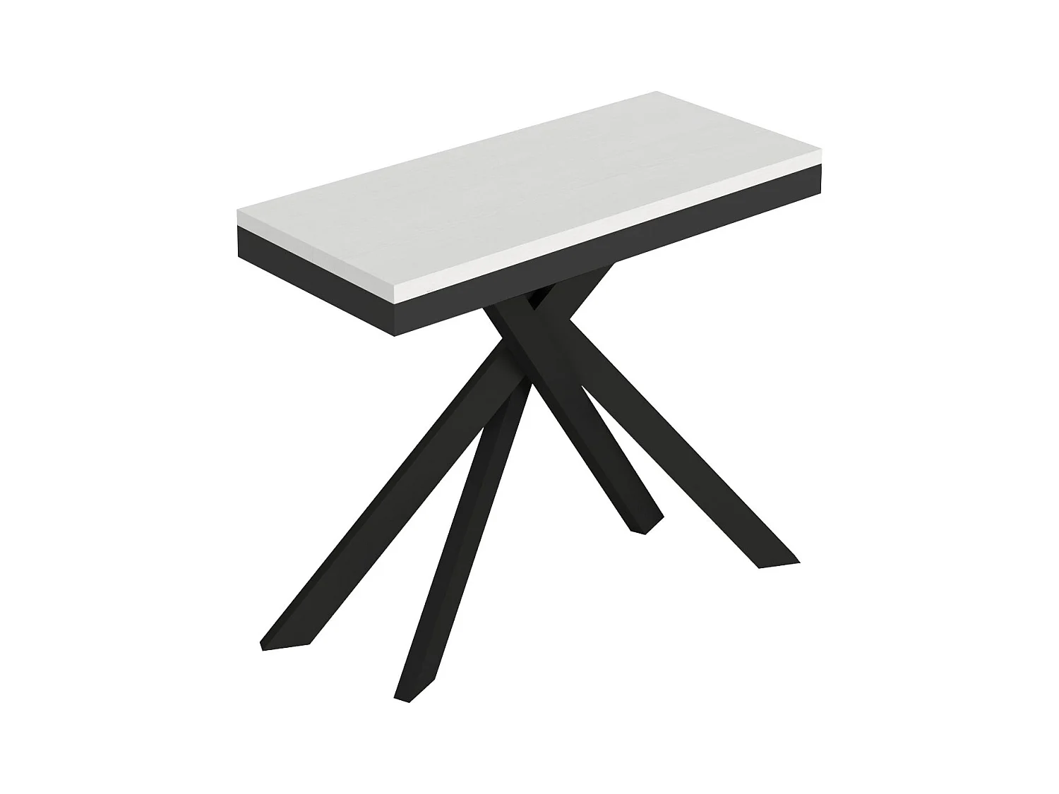 Itamoby -  Ausziehbare Konsole 90x40/196 cm Saki Small Evolution Gestell aus Esche weiß und anthrazit