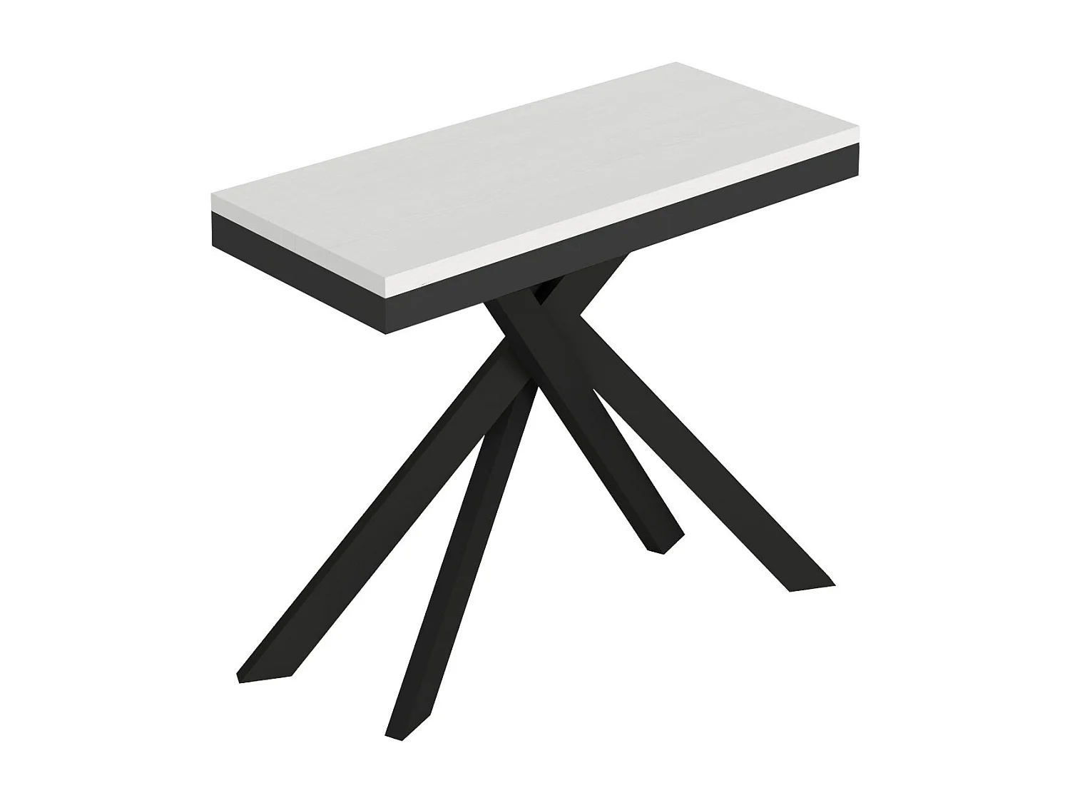 Console extensible 90x40/196 cm Saki Small Evolution frêne blanc structure anthracite