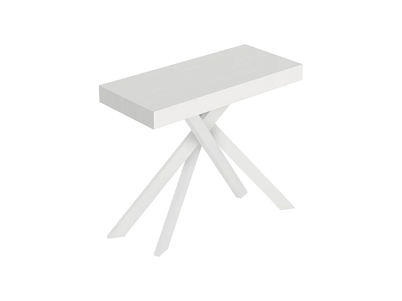 Consola extensível 90x40/300 cm Saki branco cinza pernas brancas