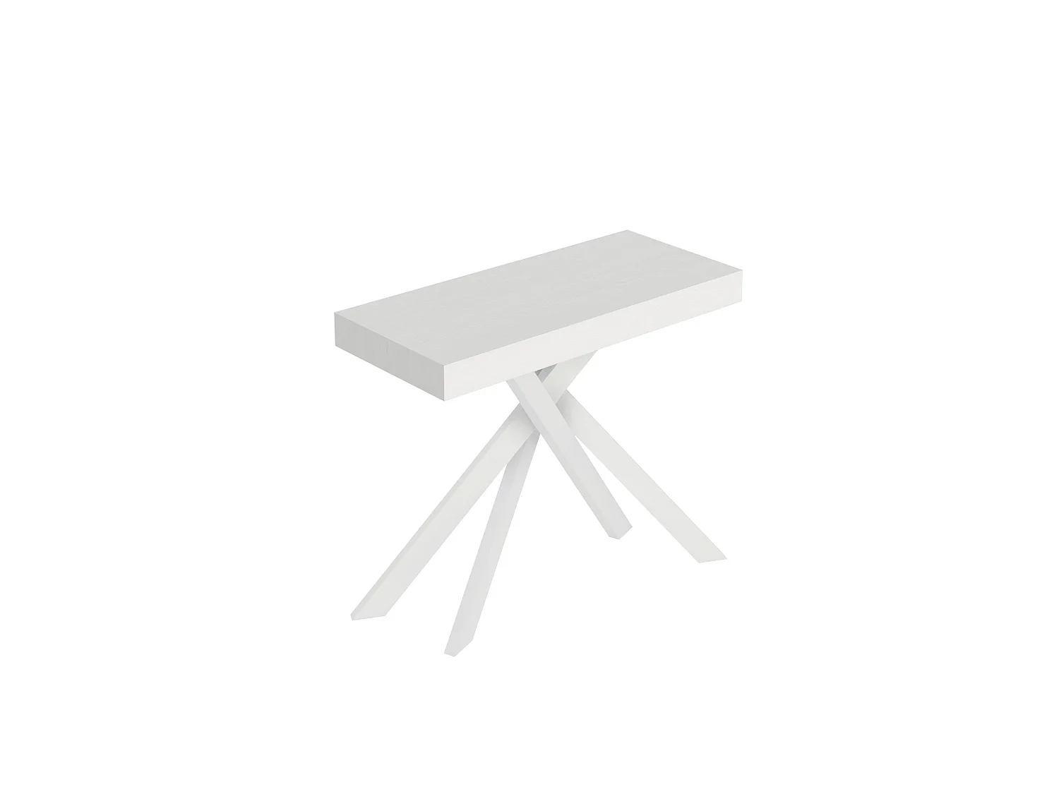 Console extensible 90x40/300 cm Saki frêne blanc pieds blancs