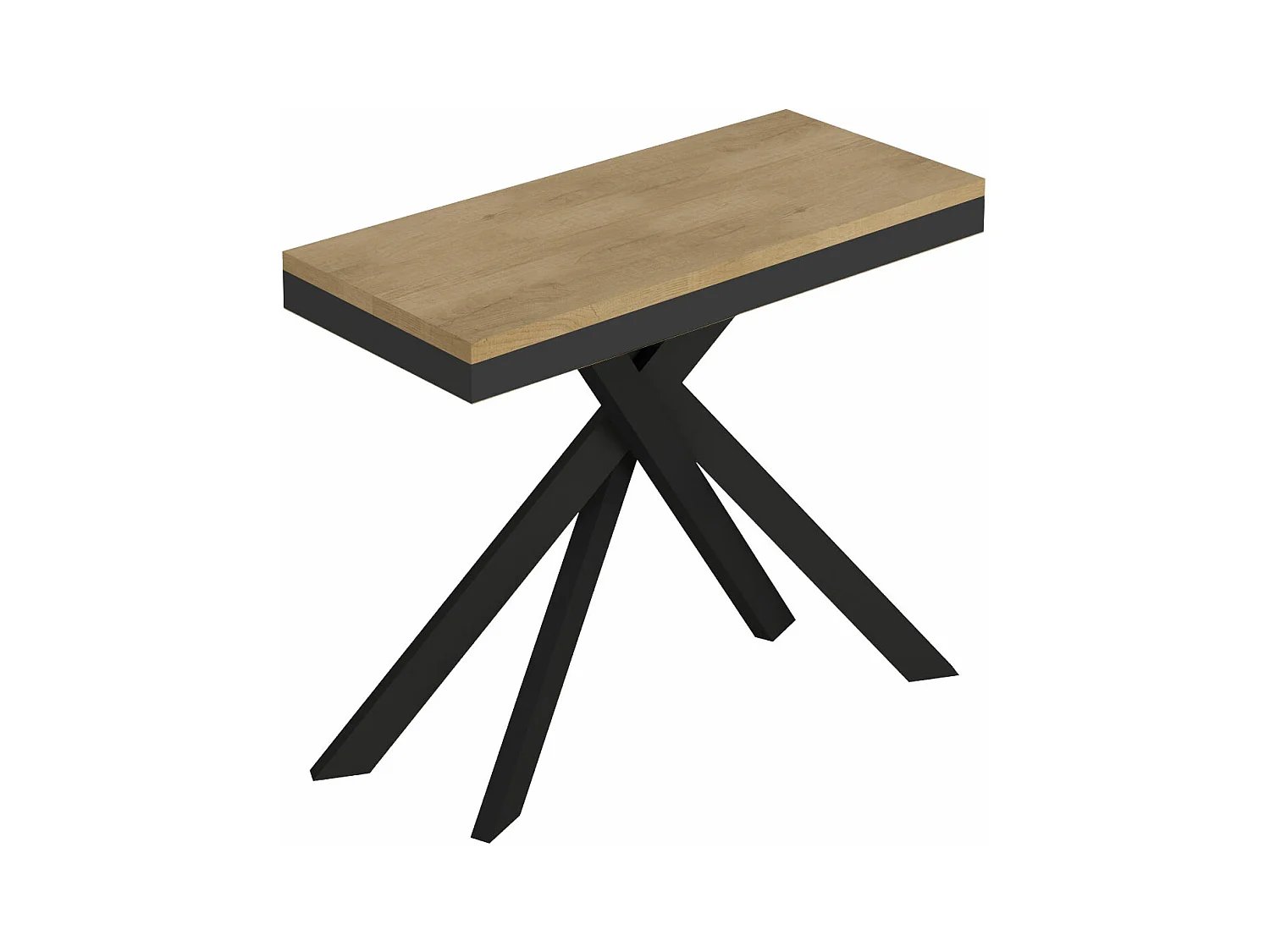 Uitschuifbare console 90x40/196 cm Saki Small Evolution natuur eiken antraciet frame