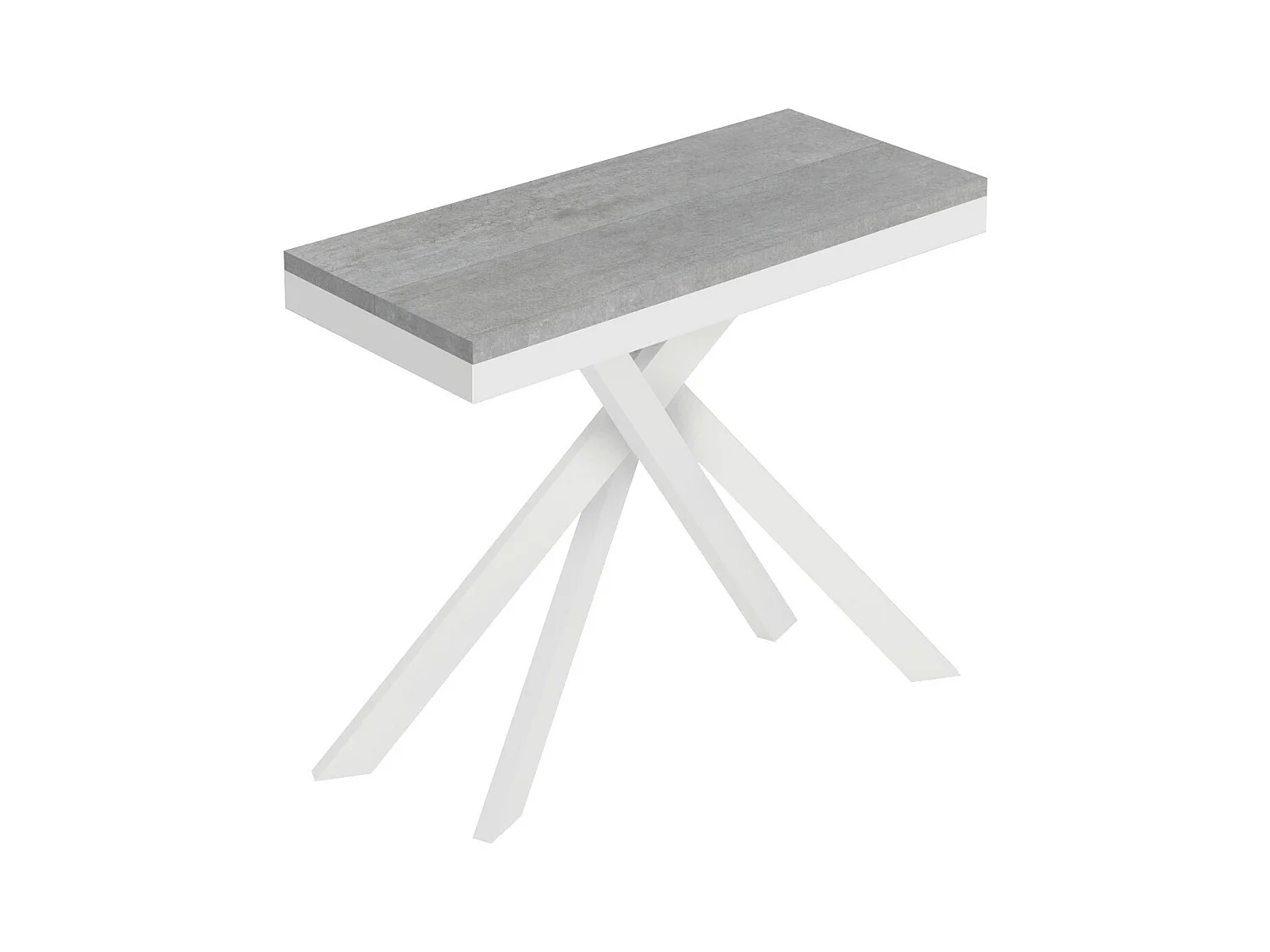 Consolle allungabile 90x40/196 cm Saki Small Evolution cemento telaio bianco