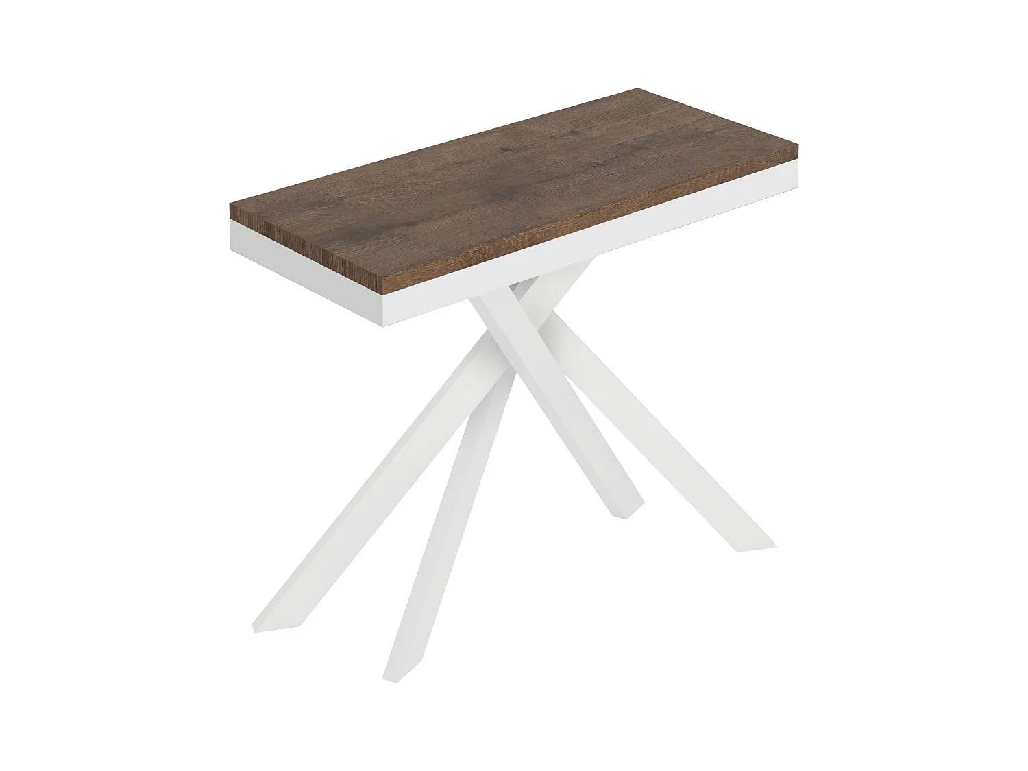 Console extensible 90x40/300 cm Saki Evolution noyer structure blanc