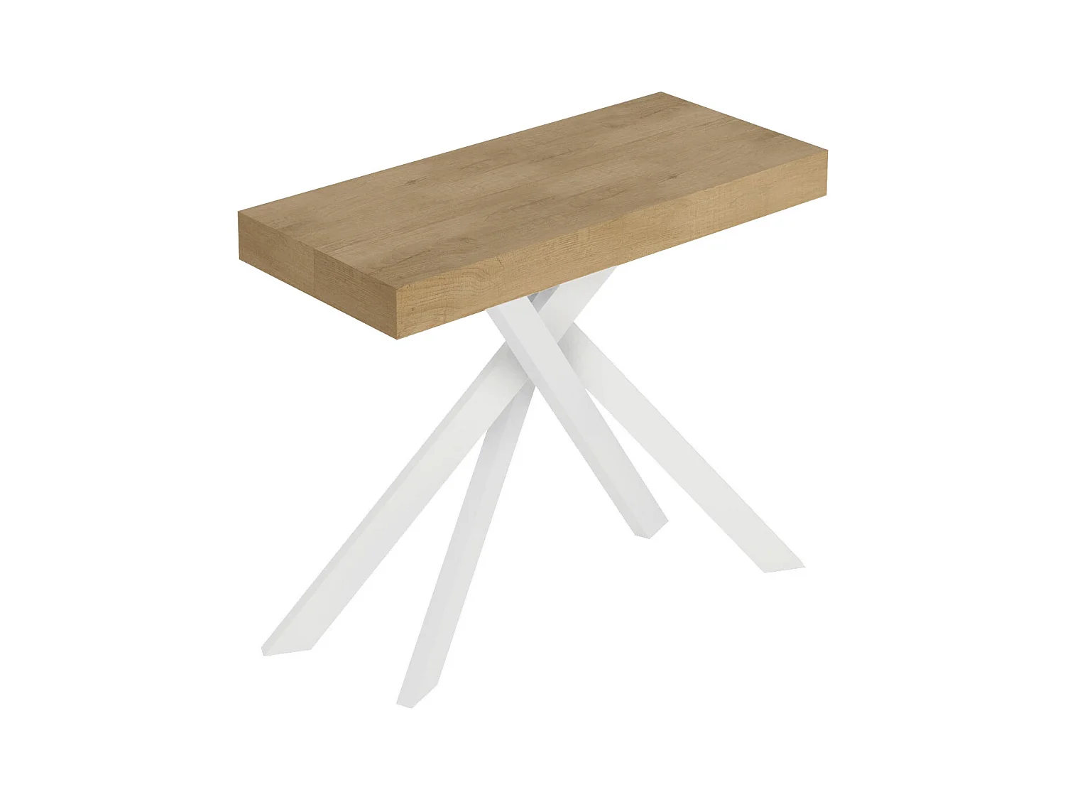 Console extensible 90x40/196 cm Saki Premium Small chêne naturel pieds blancs
