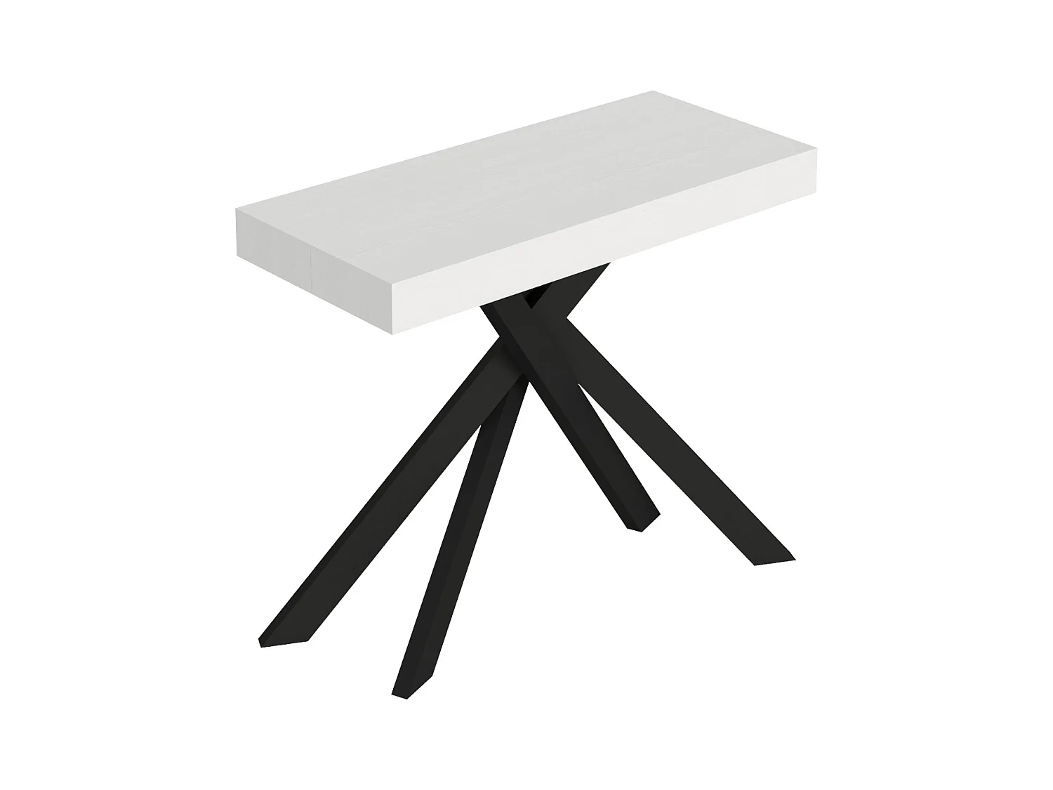 Ausziehbare Konsole 90x40/300 cm Saki-weiße Esche mit anthrazitfarbenen Beinen