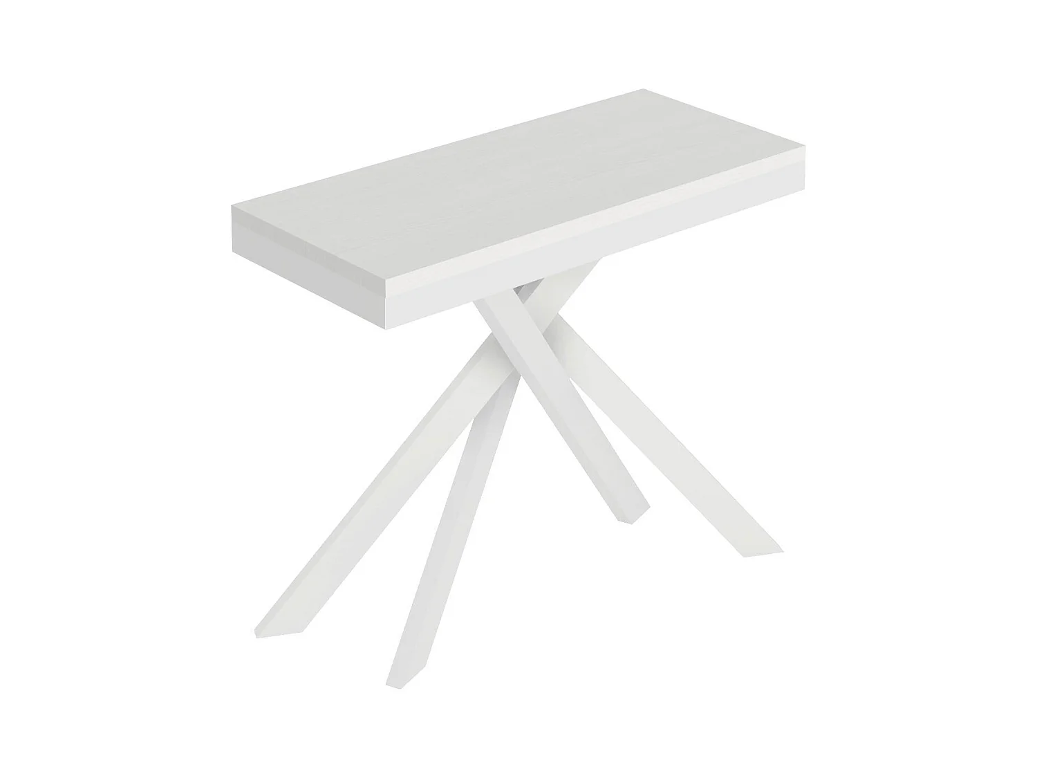 Ausziehbare Konsole 90x40/300 cm Saki Evolution, weiße Esche, weißer Rahmen