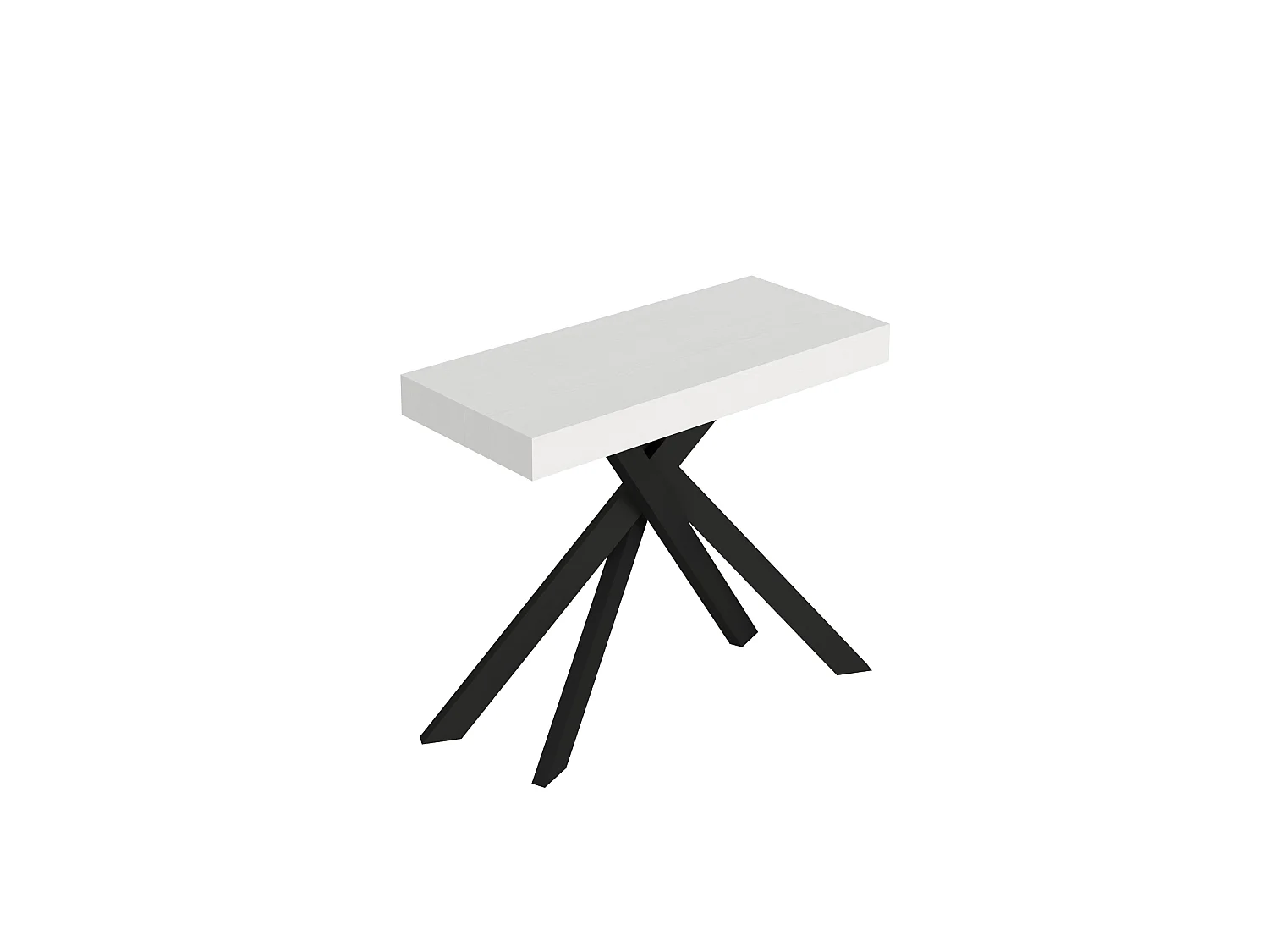 Console extensible 90x40/300 cm Saki Premium frêne blanc pieds anthracite