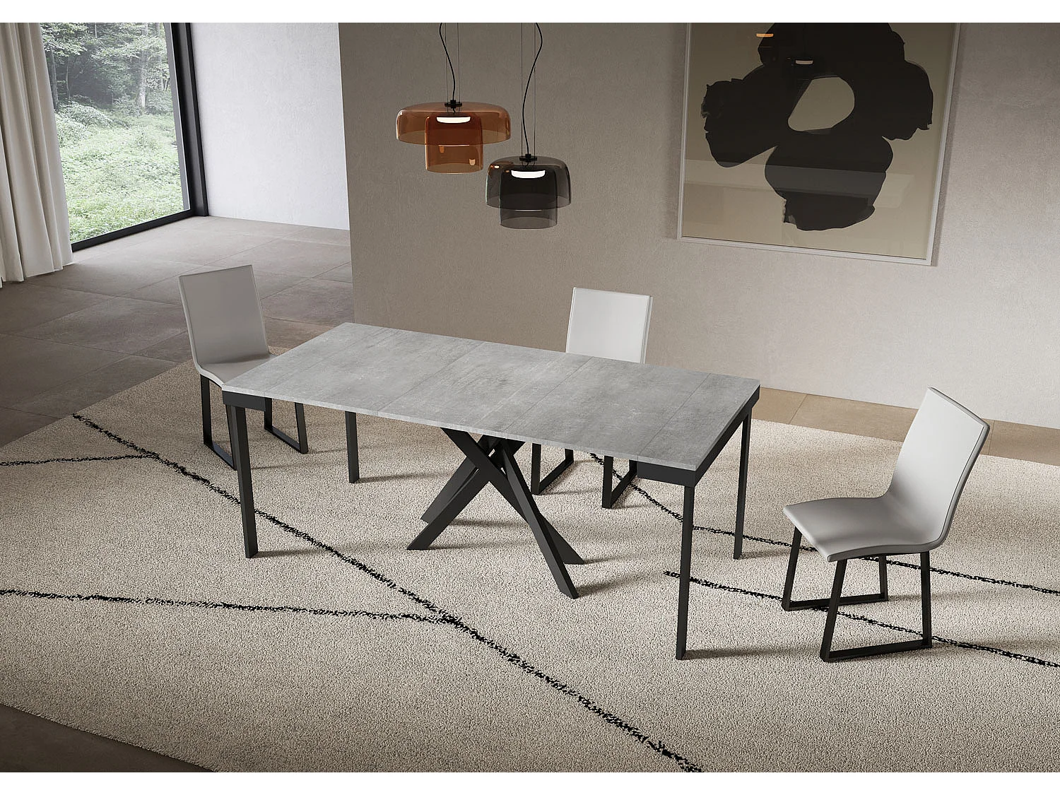 Console extensible 90x40/196 cm Saki Small Evolution structure béton anthracite