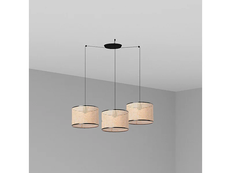 MAMBO 320 3L Lampada sospensione nera/ratan