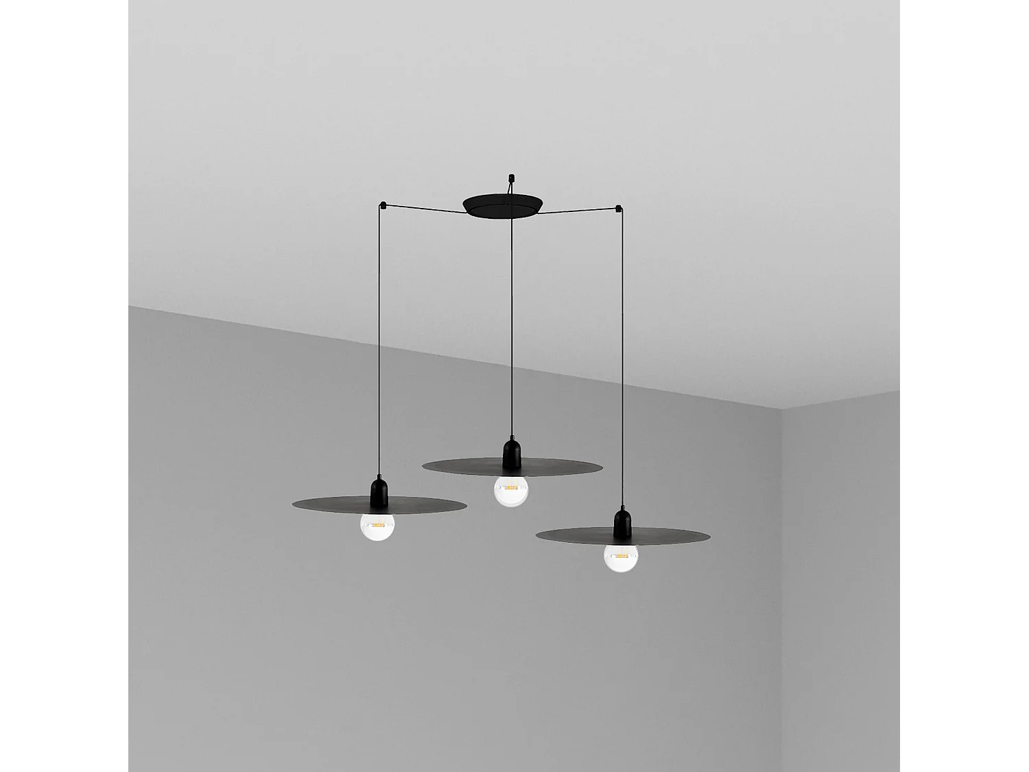 PLAT 3L Zwarte hanglamp