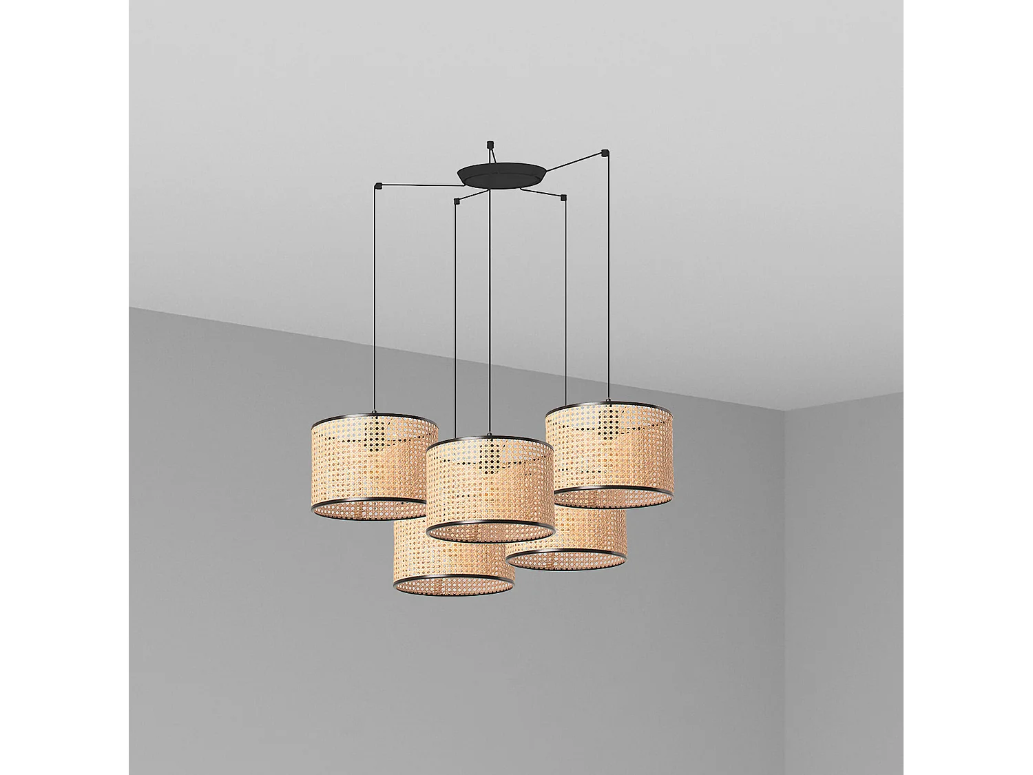 MAMBO 320 5L Lampada sospensione nera/ratan