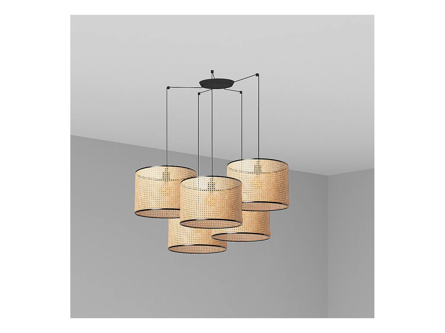 MAMBO 450 5L Lampada sospensione nera/ratan